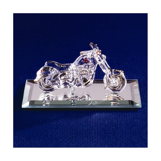Glass Barron Motorcycle with Crystal Accents Glass Figurine