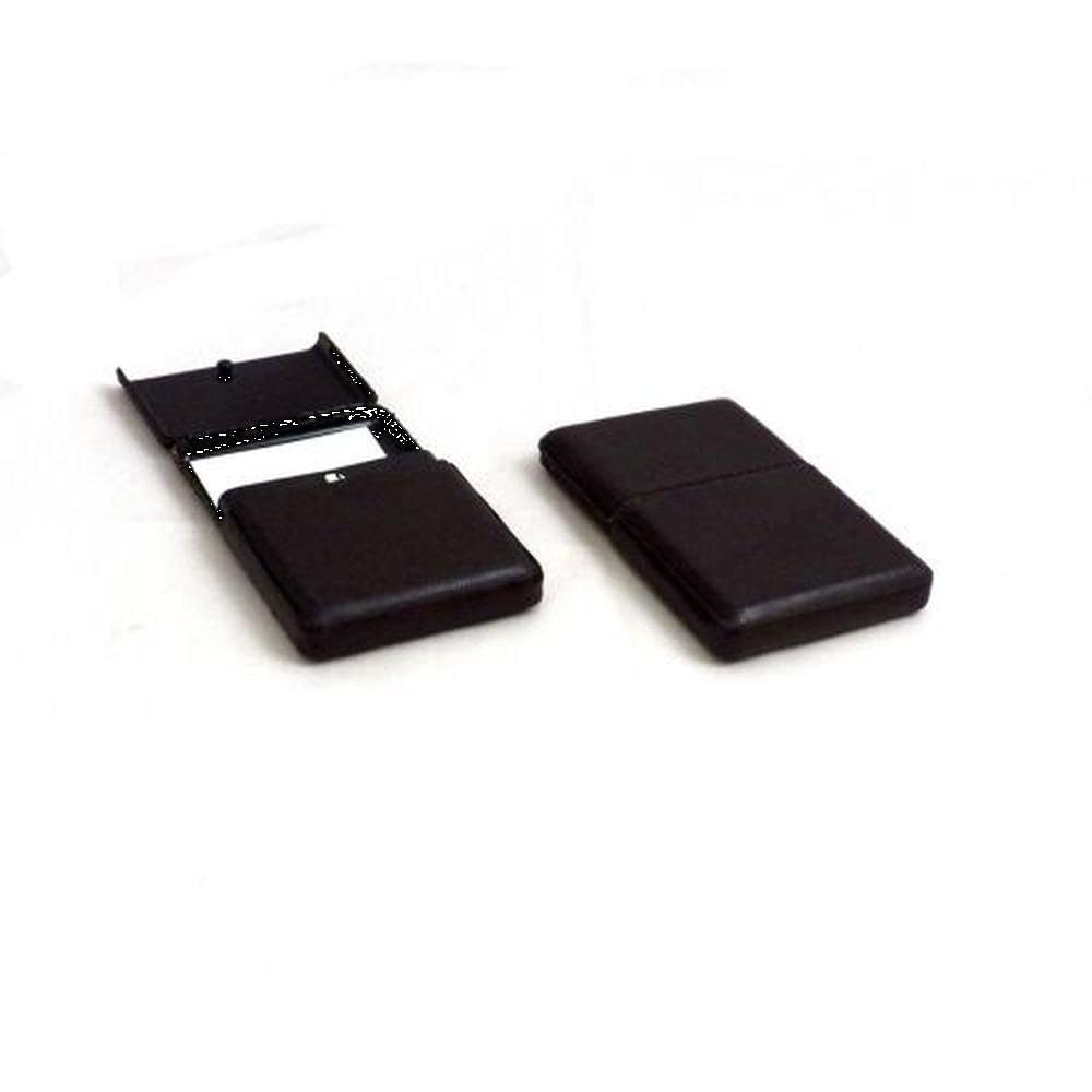 Bey-Berk International D251N Brown Leather Business Card Case with Flip Top