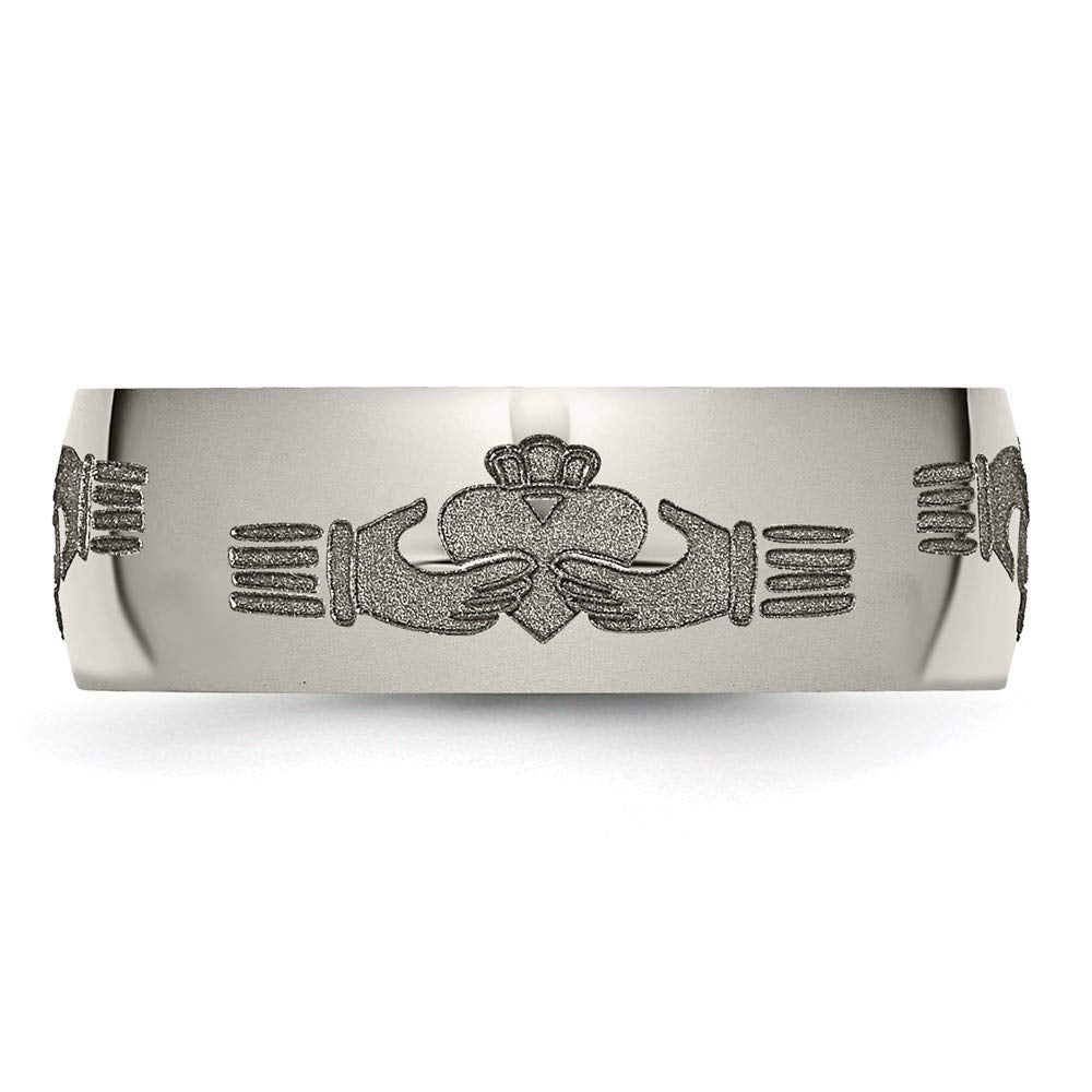 Primal Steel Titanium 8mm Claddagh Laser Design Band