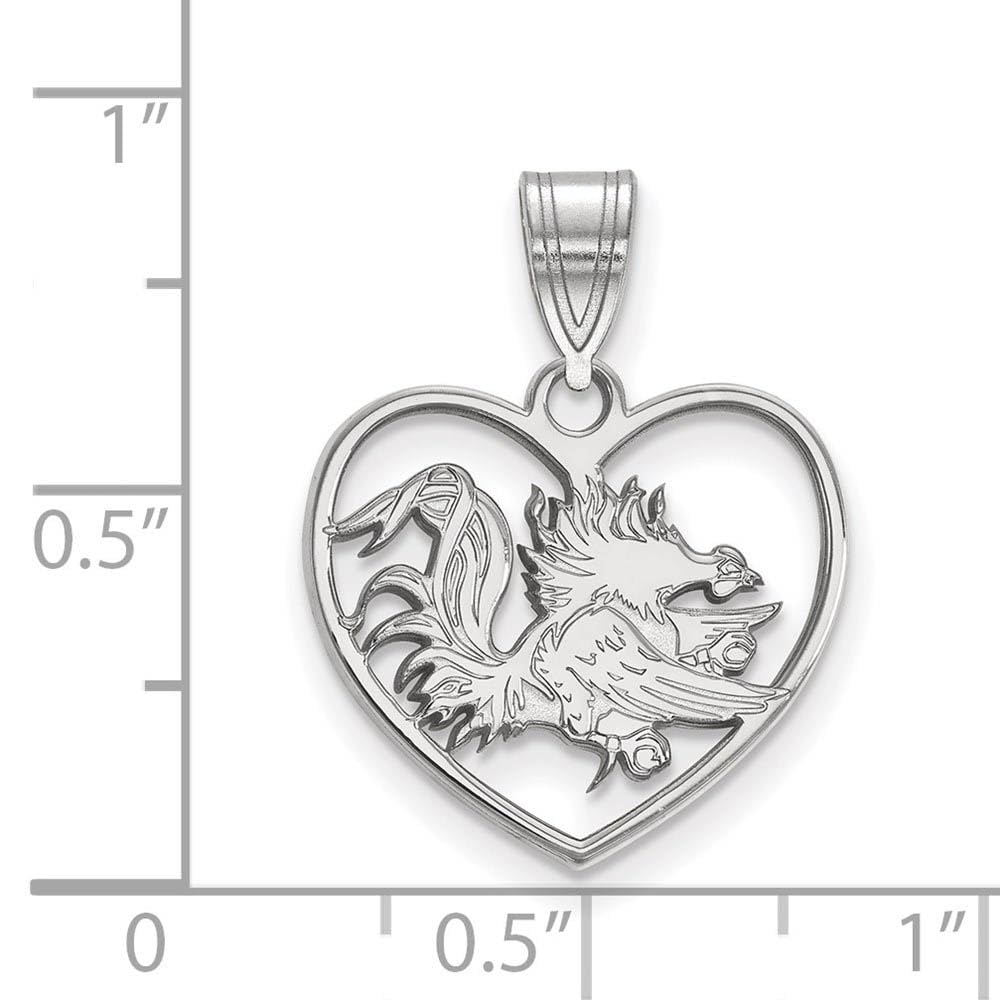 Women's South Carolina Gamecocks Sterling Silver Mascot Heart Pendant