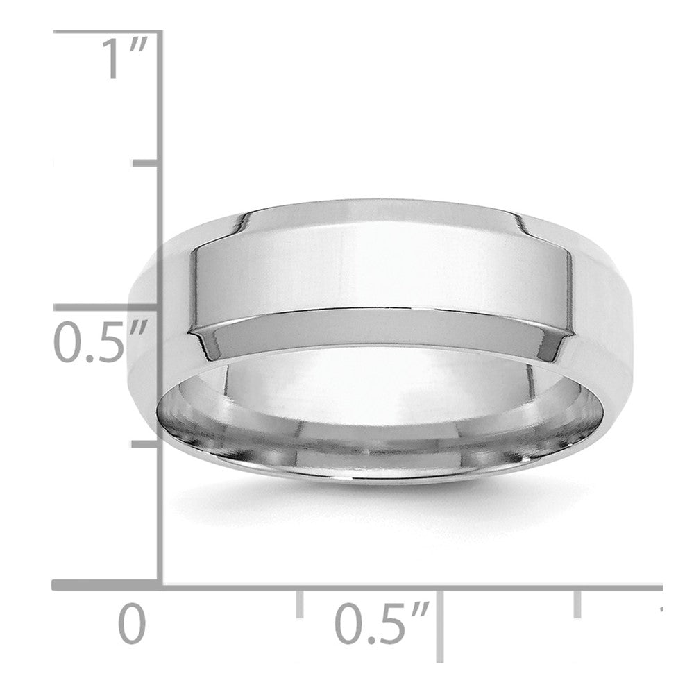 SS Rhodium-plated 7mm Bevel Edge Size 10 Band