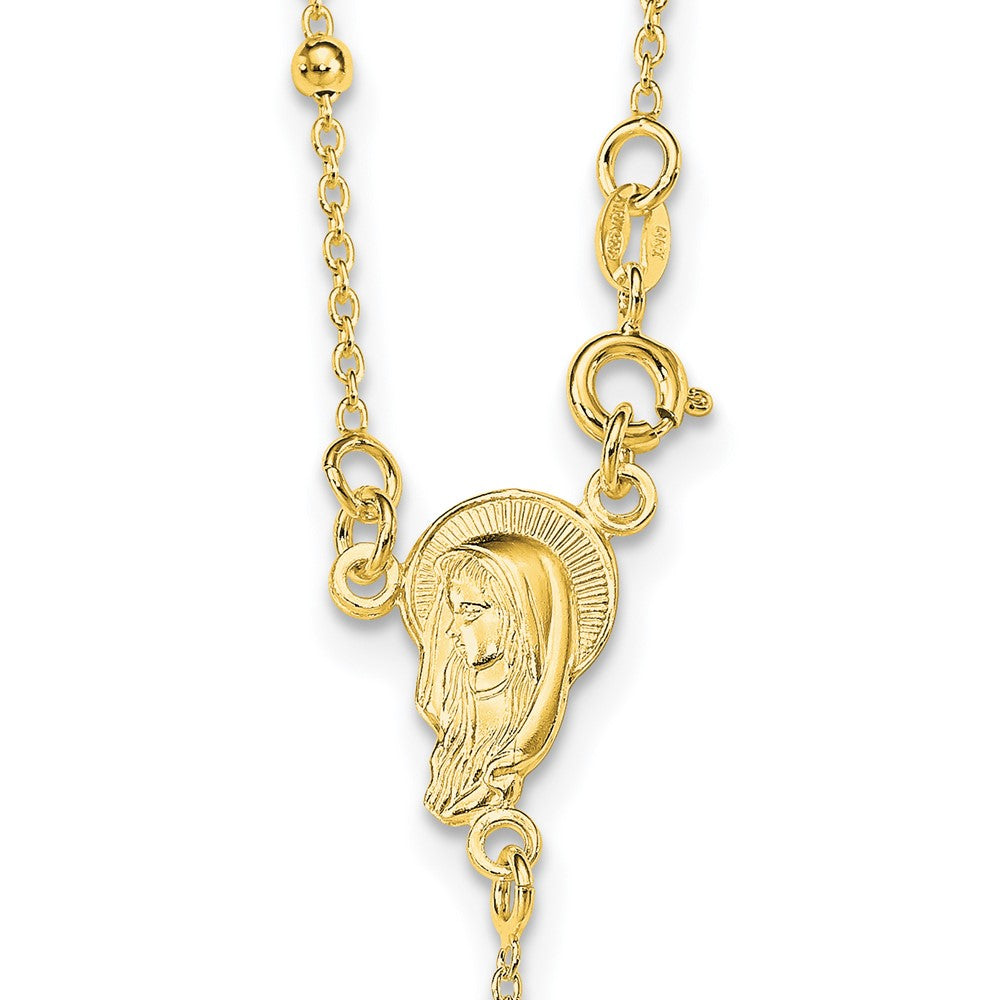 Sterling Silver Gold-plated Polished Bead Rosary 18 inch Necklace 18 Inches