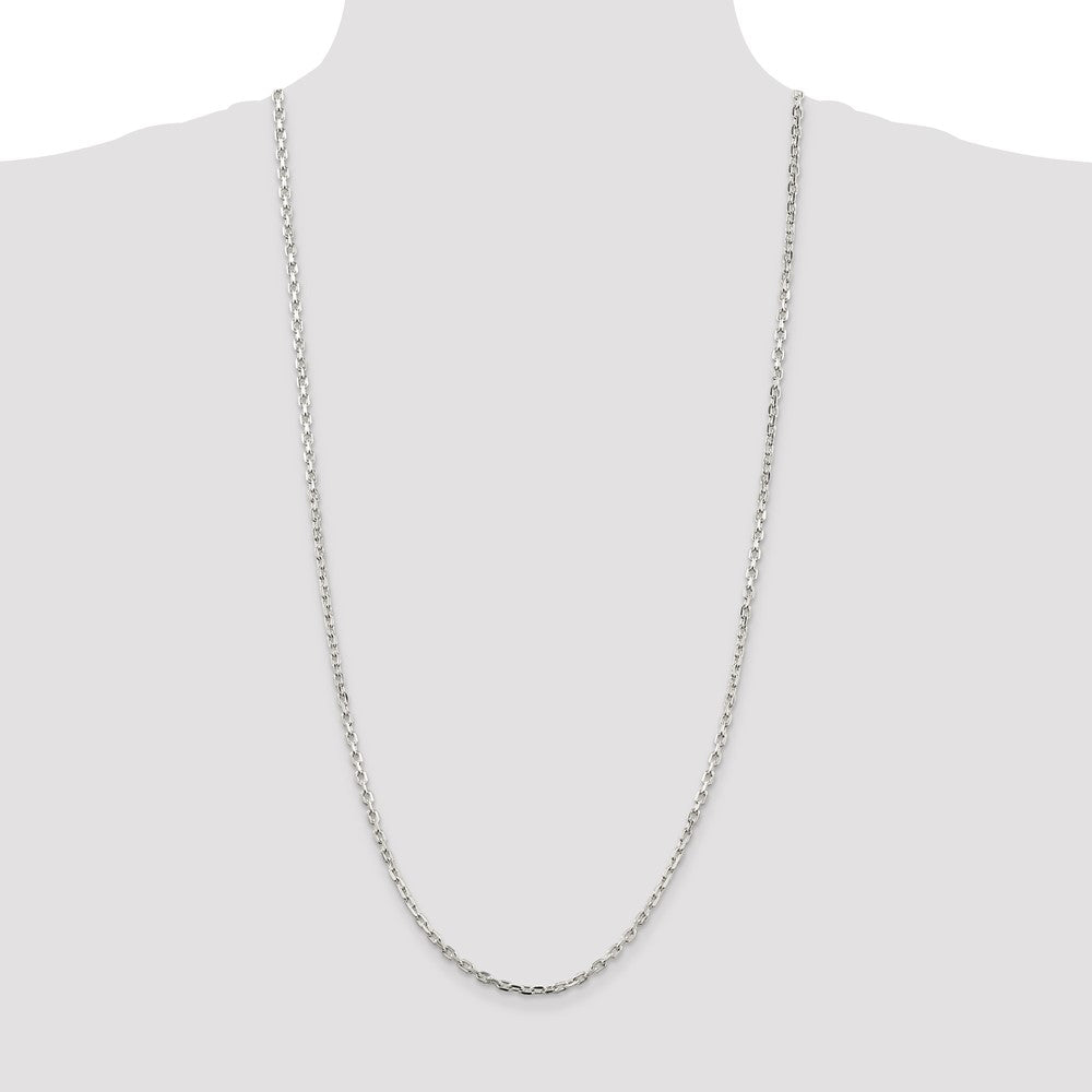 Sterling Silver 3.25mm Beveled Oval Cable Chain 30 Inches