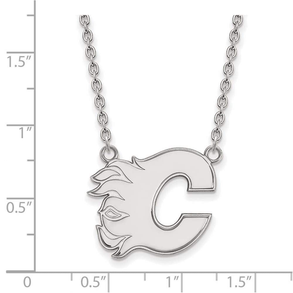 LogoArt NHL Calgary Flames Sterling Silver Large Pendant with Necklace