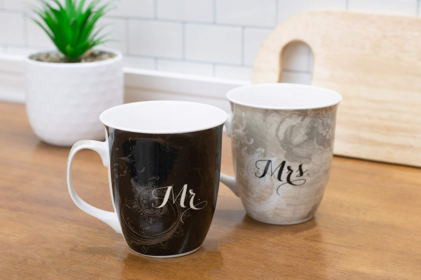 Where You Go Mr. and Mrs.16 Ounce New Bone China Coffee Mug Set of 2