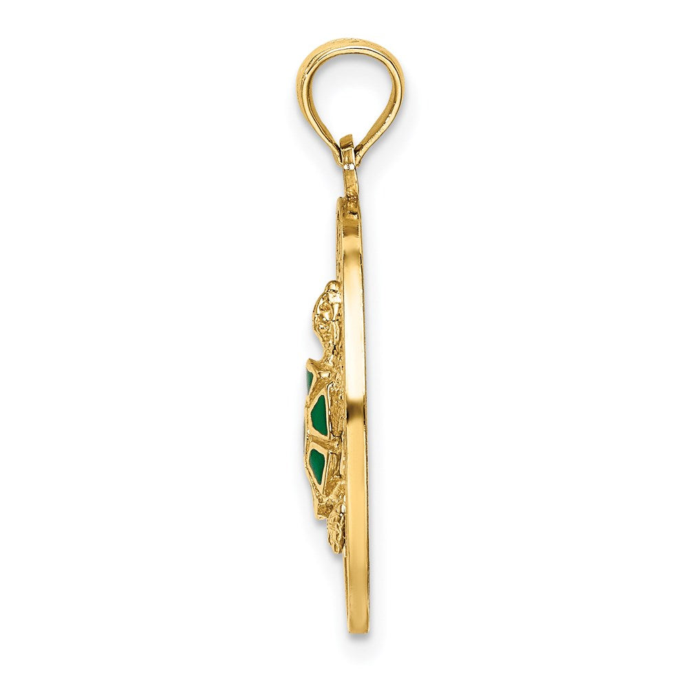 14K Enameled TURKS AND CAICOS with Turtle Circle Charm