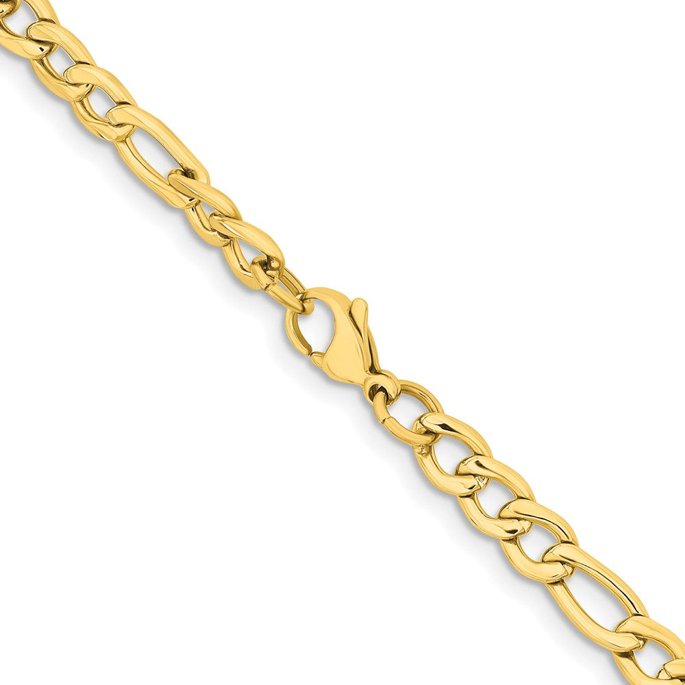 Stainless Steel Polished Yellow IP-plated 6.3mm 22in Figaro Chain