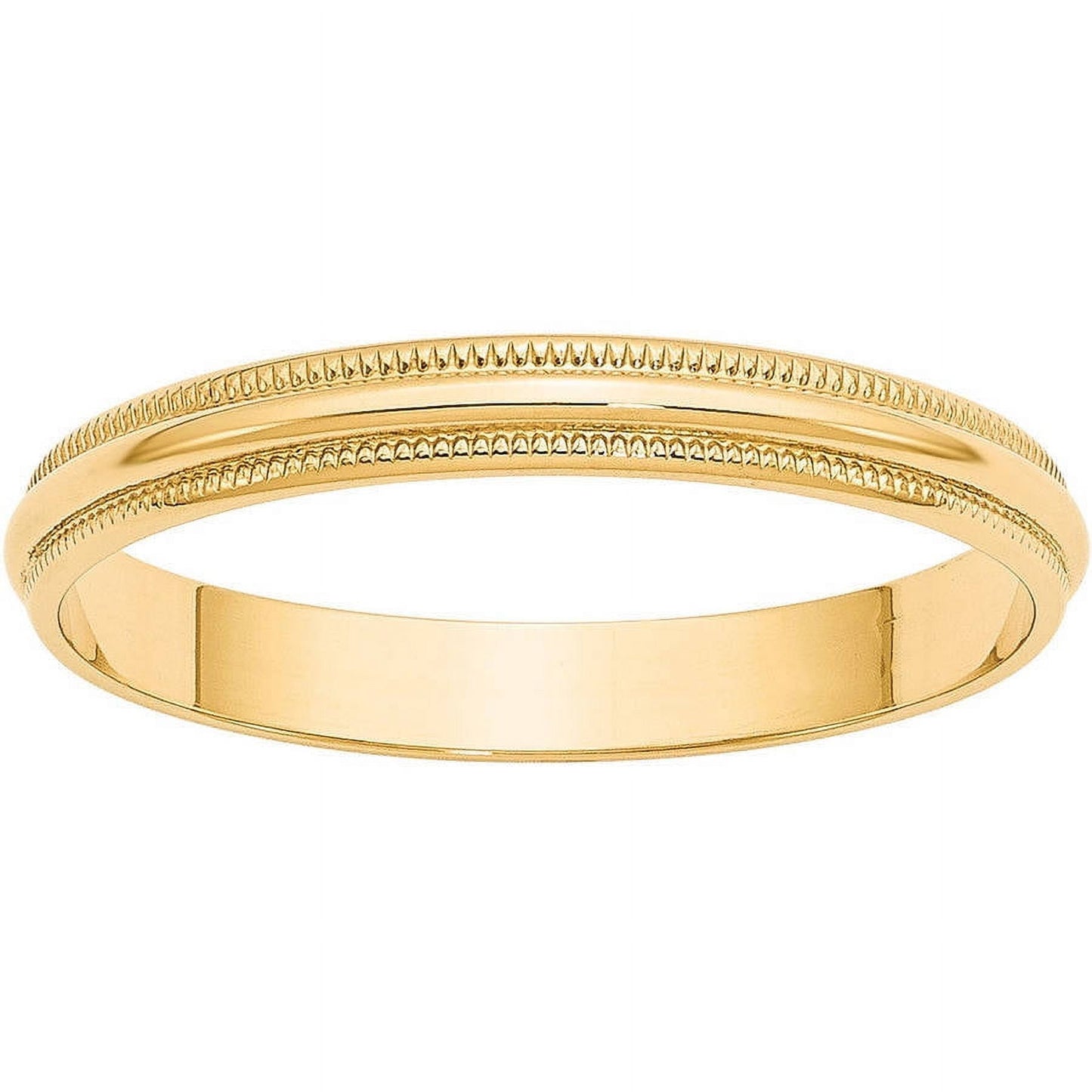 14k Yellow Gold 3mm Lightweight Milgrain Half Round Wedding Band Size 14