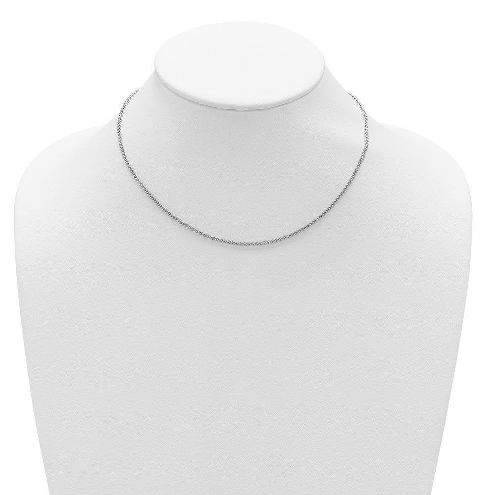 Sterling Silver Rh-plated 1.9mm Spiga 1in+1in Adjustable Chain