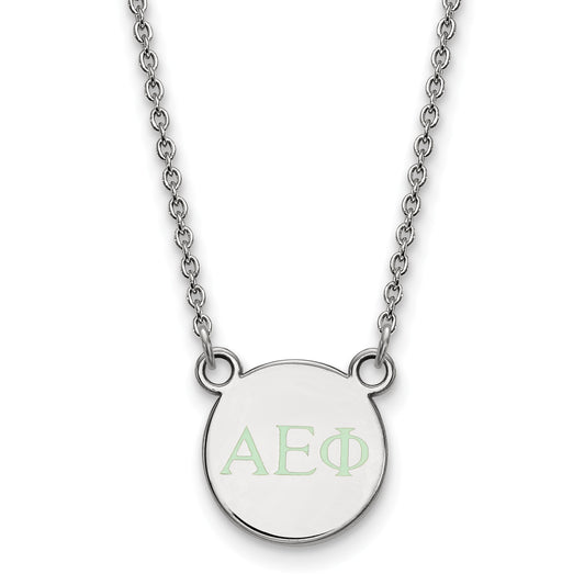 Sterling Silver 18in Official Licensed Greek Sororities Alpha Epsilon Phi XS Enamel Pendant w/Necklace