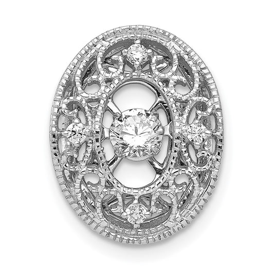14k White Gold Vibrant Diamond Oval Slide Pendant