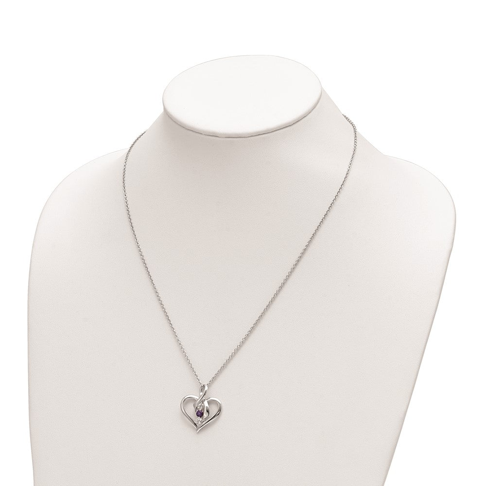 Survivor Collection 10K White Gold Rhodium-plated Clear Purple Topaz Heather Necklace