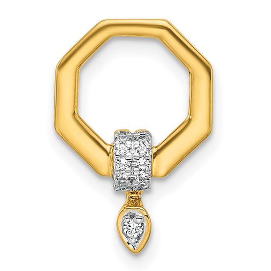14K Polished Diamond Octogon Chain Slide