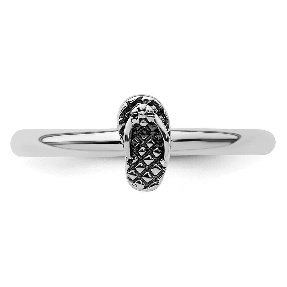 Sterling Silver Stackable Expressions Antiqued Flip Flop Ring