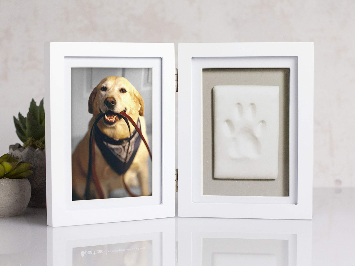Pawprints Hinged White Wood 4x6 Photo Frame with Clay Tools and Instructions QGM20966