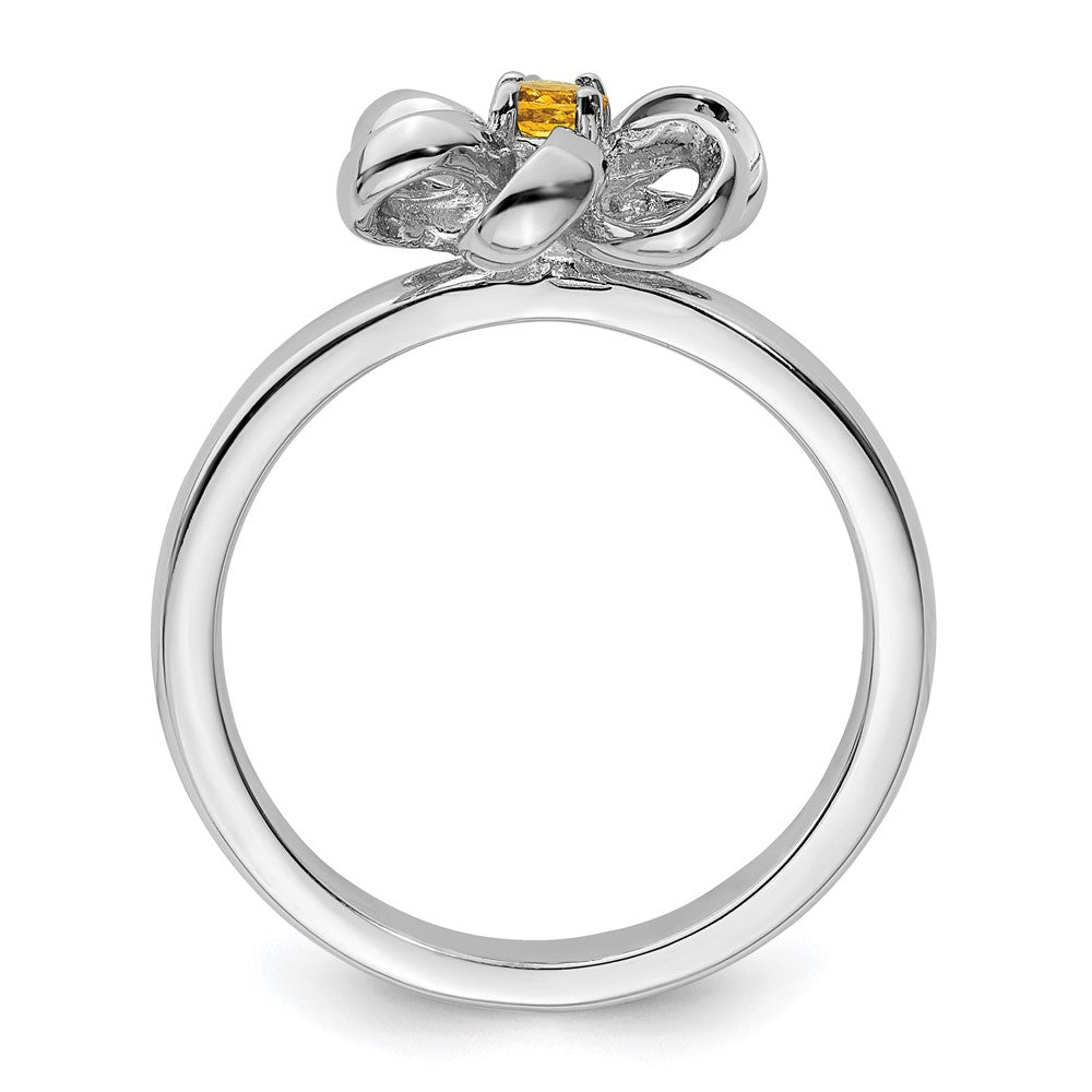Sterling Silver Stackable Expressions Polished Citrine Flower Ring Size -8