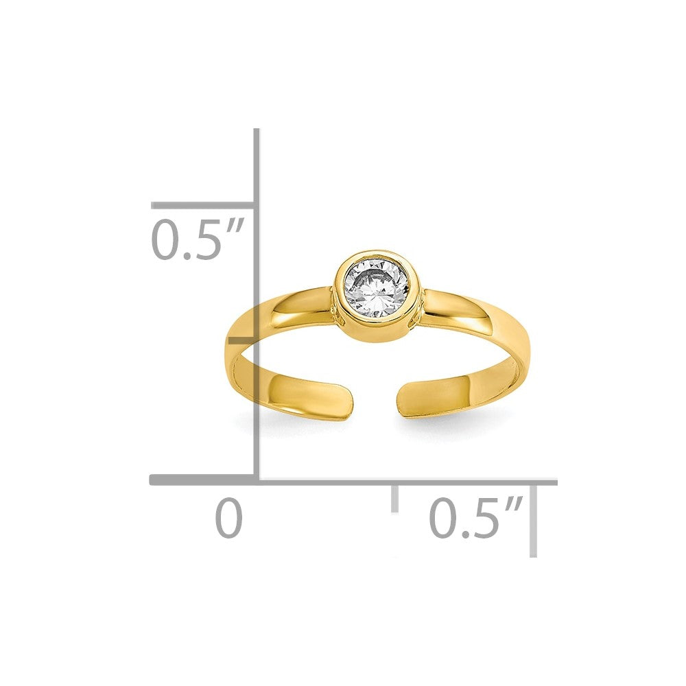 10k CZ Toe Ring Size 3