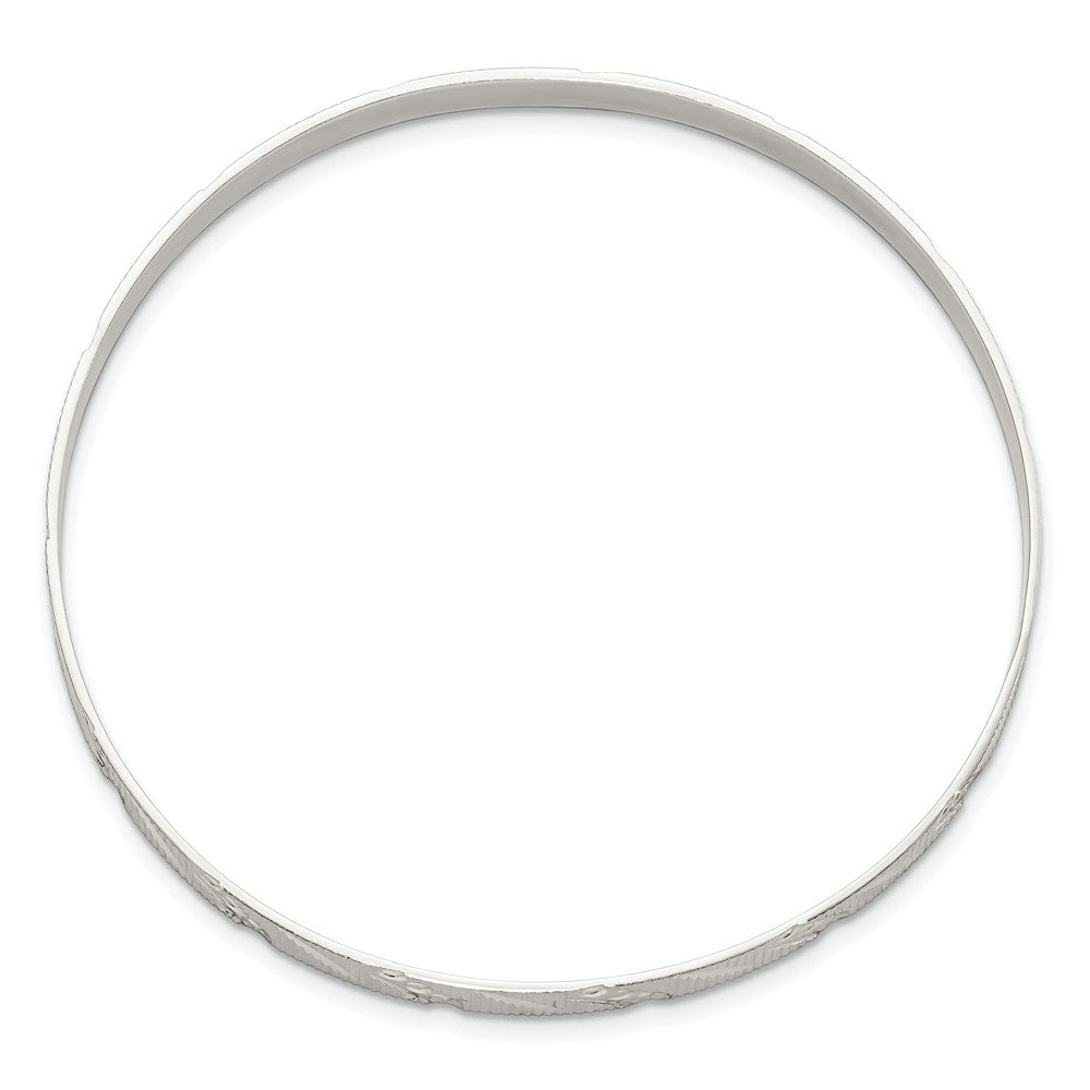 Sterling Silver 5mm Diamond Cut Slip-on Bangle 8 inches
