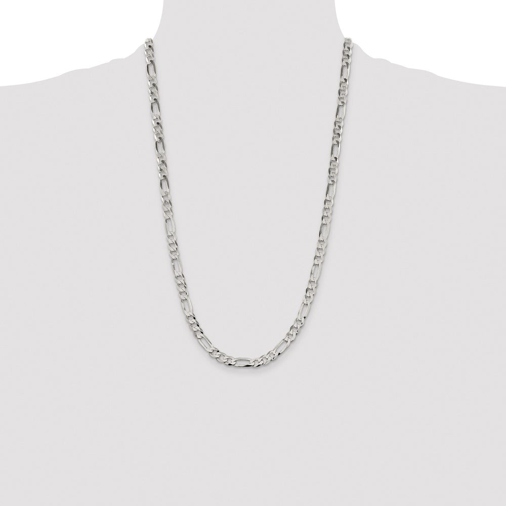 Sterling Silver 7.0mm Lightweight Flat Figaro Chain 26 Inches