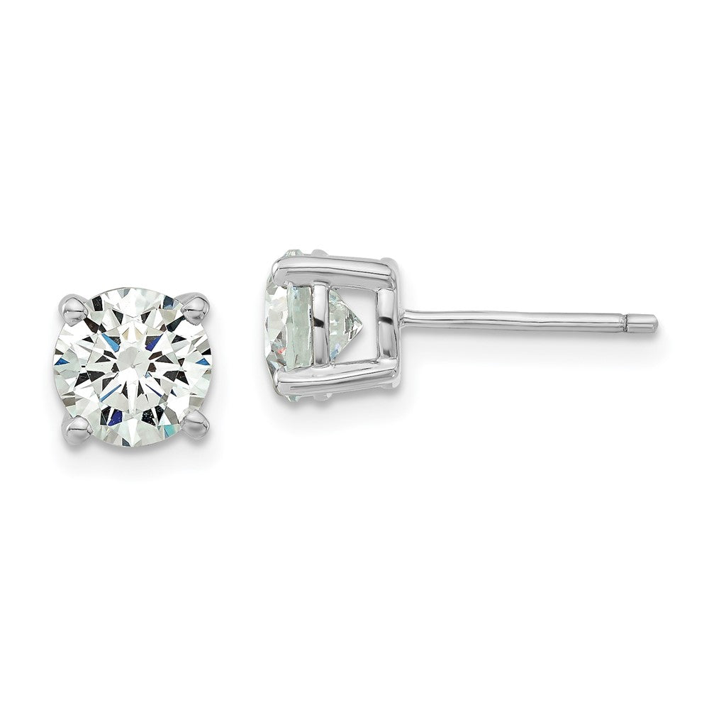 Sterling Silver Rhodium-plated Diamonore CZ 6.5mm Stud Earrings