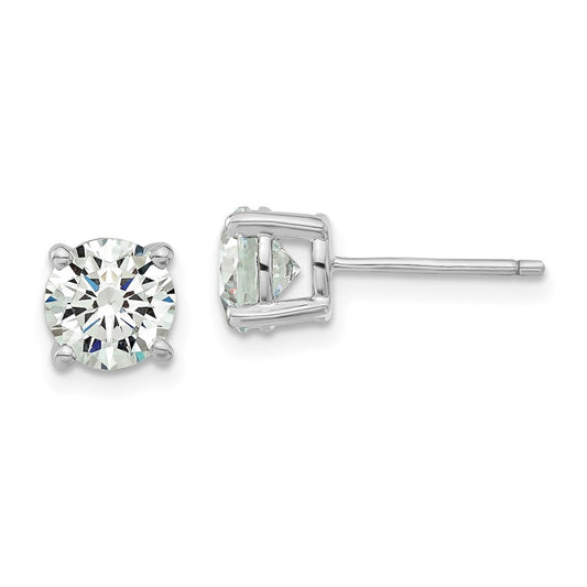 Sterling Silver Rhodium-plated Diamonore CZ 6.5mm Stud Earrings