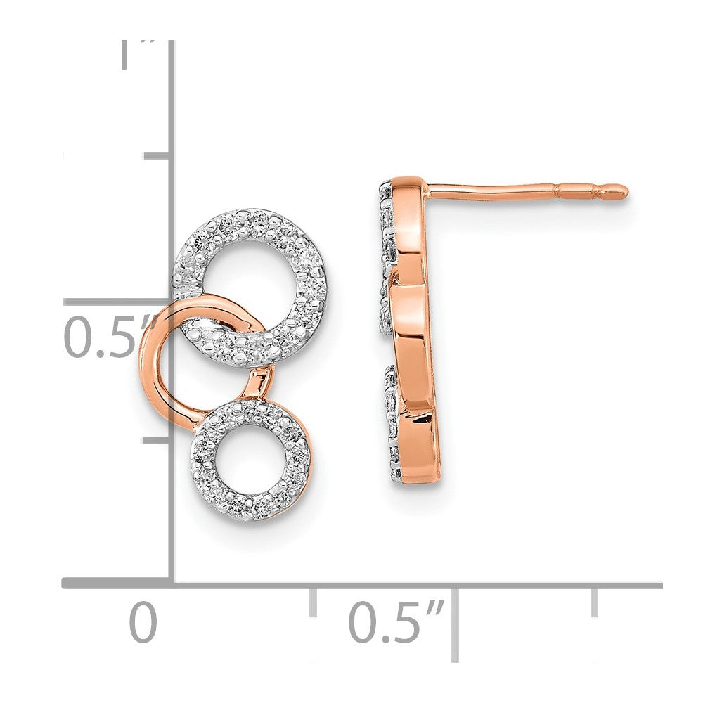 14k Rose Gold Diamond Circles Post Earrings