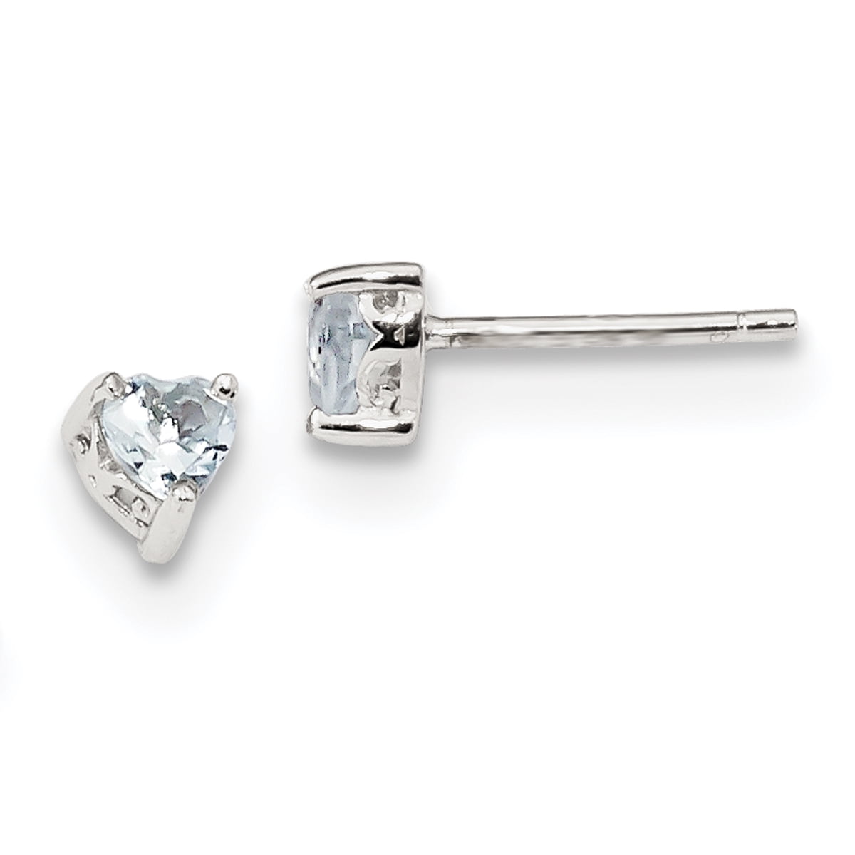 Primal Silver Sterling Silver 4mm Heart Aquamarine Post Earrings