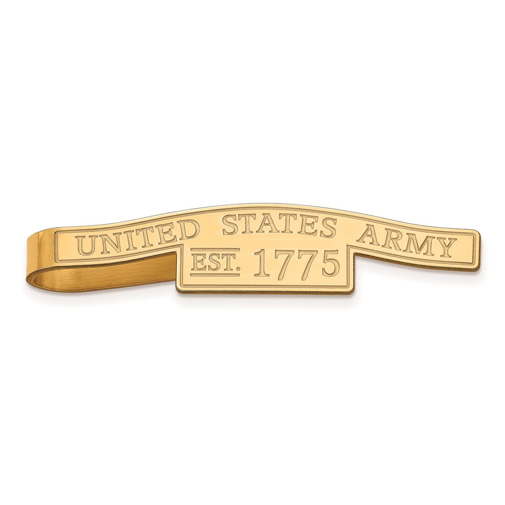 14K Yellow Gold Plated Sterling Silver U.S. Army Script Tie Bar, 49mm