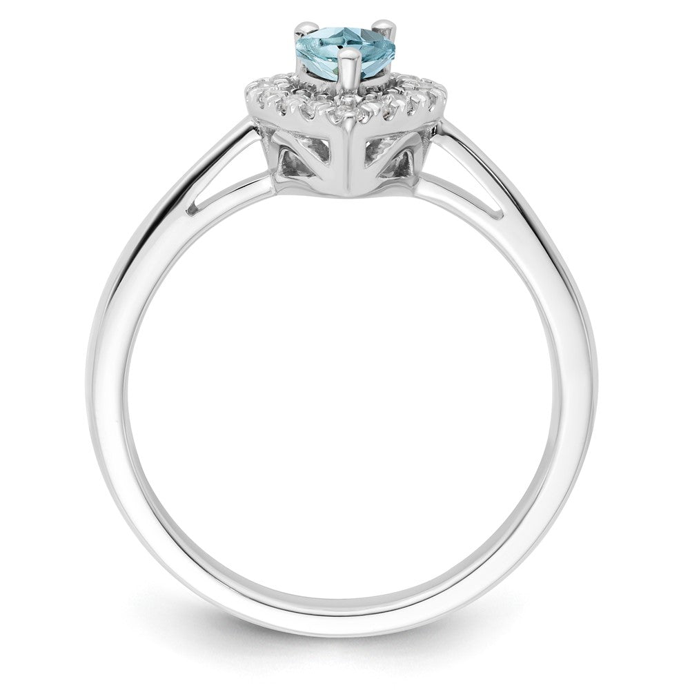 10kw Aqua and Diamond Birthstone Ring