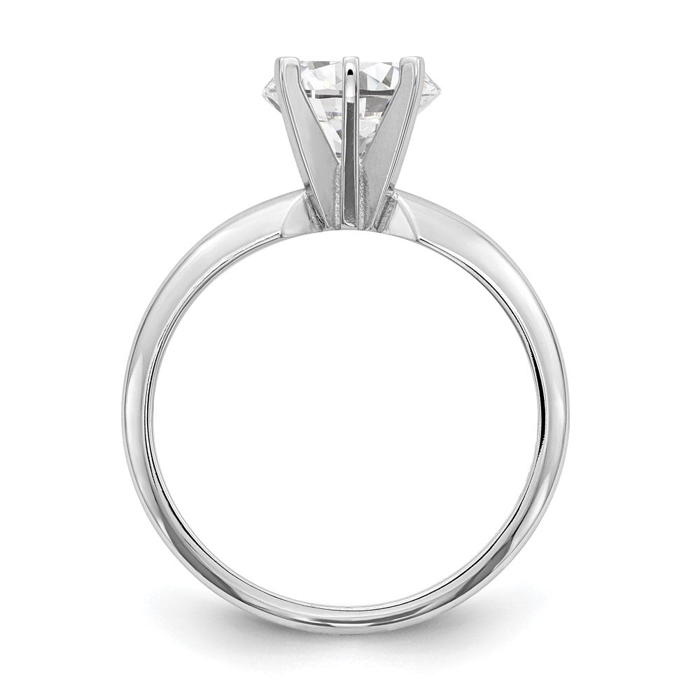 14k White Gold 3/4 carat Lightweight Half-Round 6-Prong Round Solitaire Ring Mounting