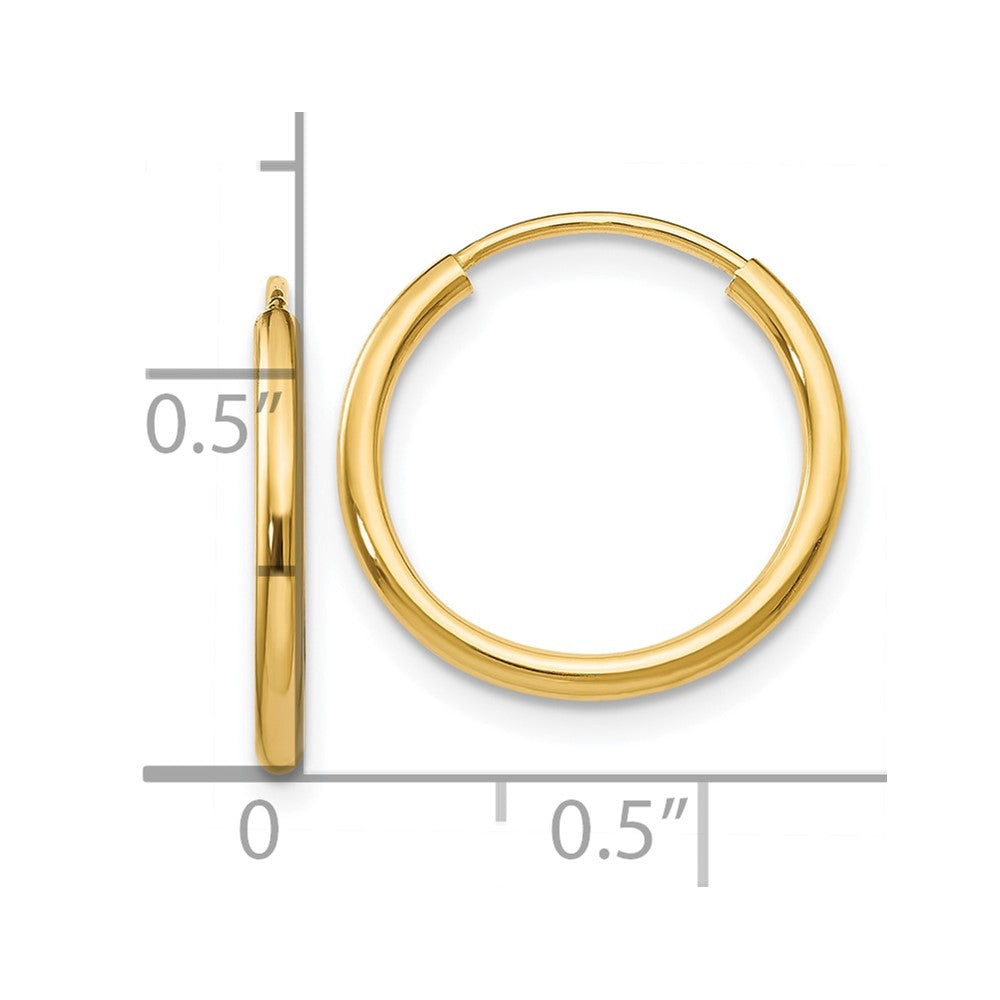 14k 1.2mm Polished Round Endless Hoop Earrings