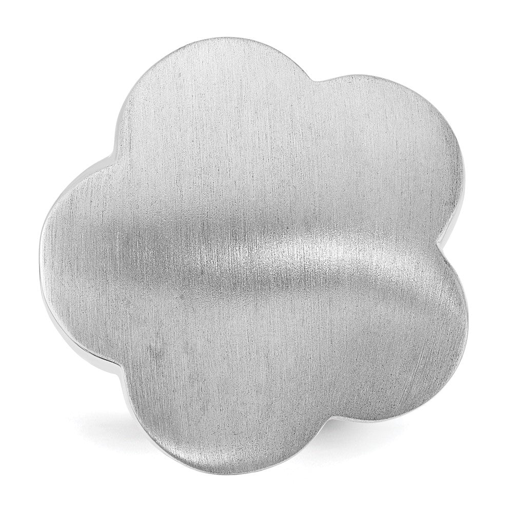 Sterling Silver Rhodium-plated Satin & Polished Flower Ring