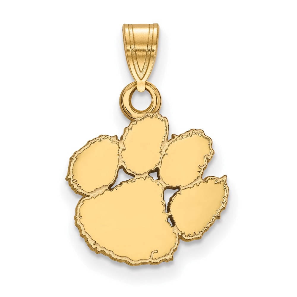 Sterling Silver Gold-plated LogoArt Clemson University Tiger Paw Small Pendant Q-GP002CU