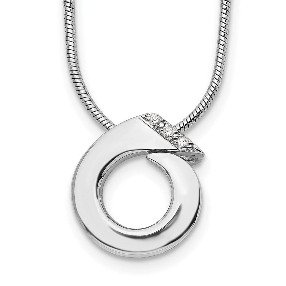 White Ice Sterling Silver Rhodium-plated 18 Inch Open Circle Diamond Necklace with 2 Inch Extender 18 Inches