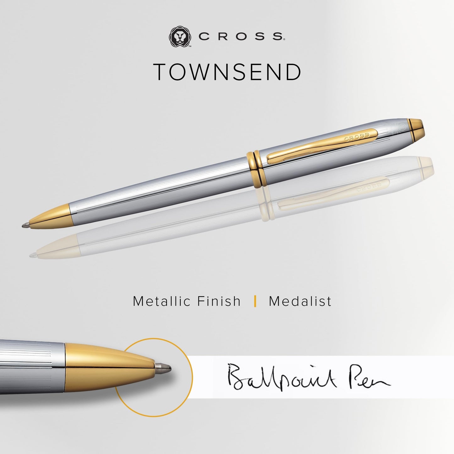 Cross Townsend Medalist Refillable Ballpoint Pen, Medium Ballpen, 23 Carat Gold-Plated Appointments, Includes Luxury Gift Box