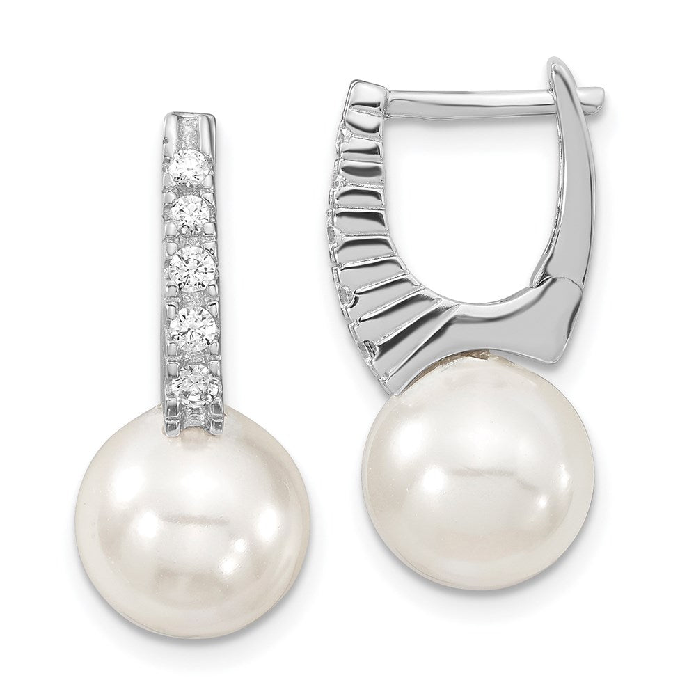Sterling Silver Rhodium-plated Polished Onyx Bar Dangle Earrings