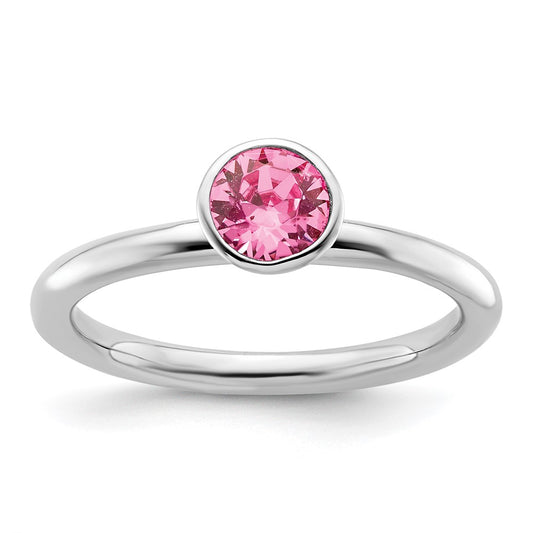 Sterling Silver Stackable Expressions High 5mm October Crystal Ring Size -7