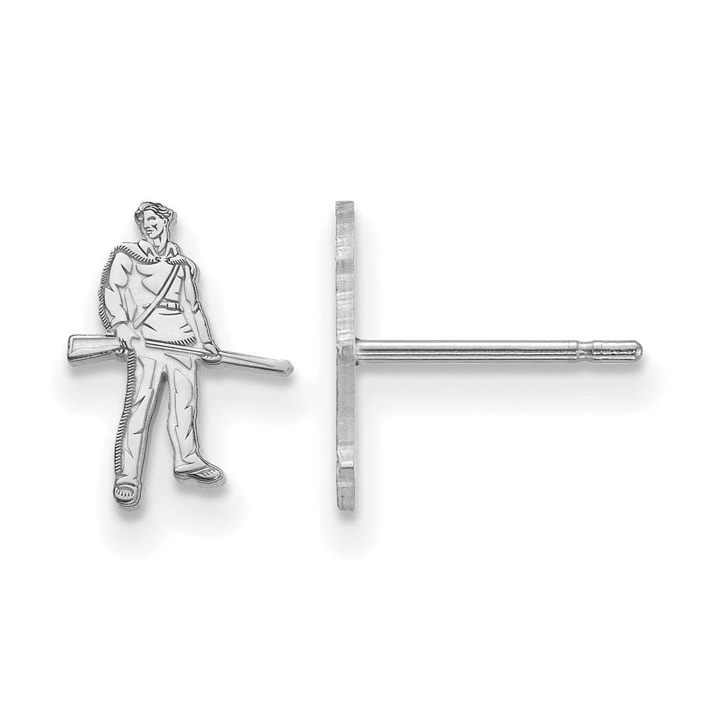 Sterling Silver Rhodium-plated LogoArt West Virginia University Mountaineer Extra Small Post Earrings Q-SS055WVU