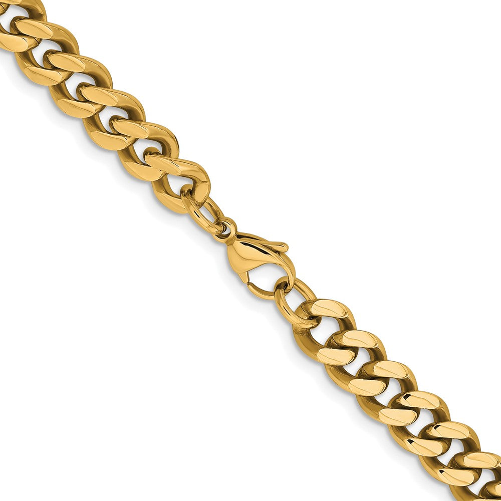 Chisel Stainless Steel Polished Yellow IP-plated 9.5mm 24 inch Curb Chain