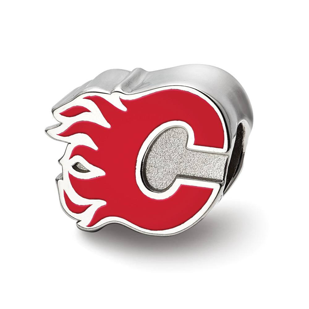 Sterling Silver NHL LogoArt Calgary Flames Letter C Enameled Bead