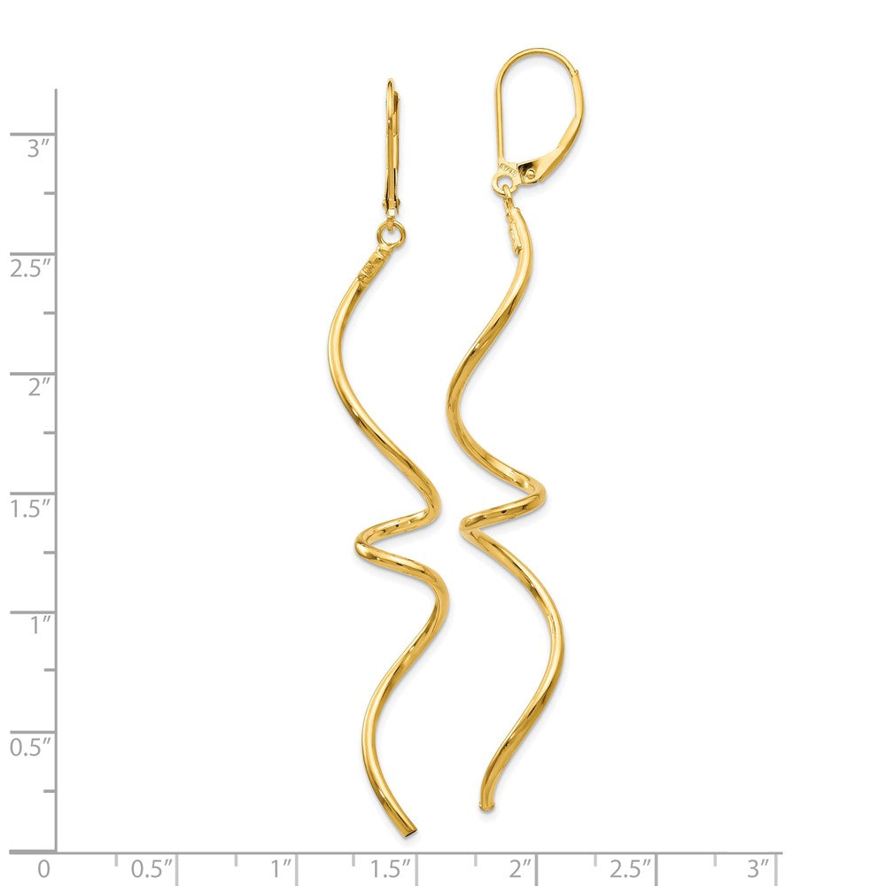 14K Polished Twisted Leverback Earrings