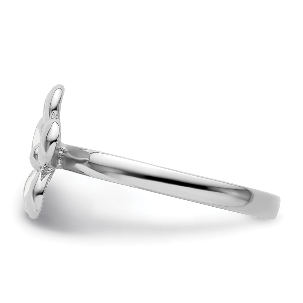 Sterling Silver Stackable Expressions Polished White Enameled Flower Ring Size -7