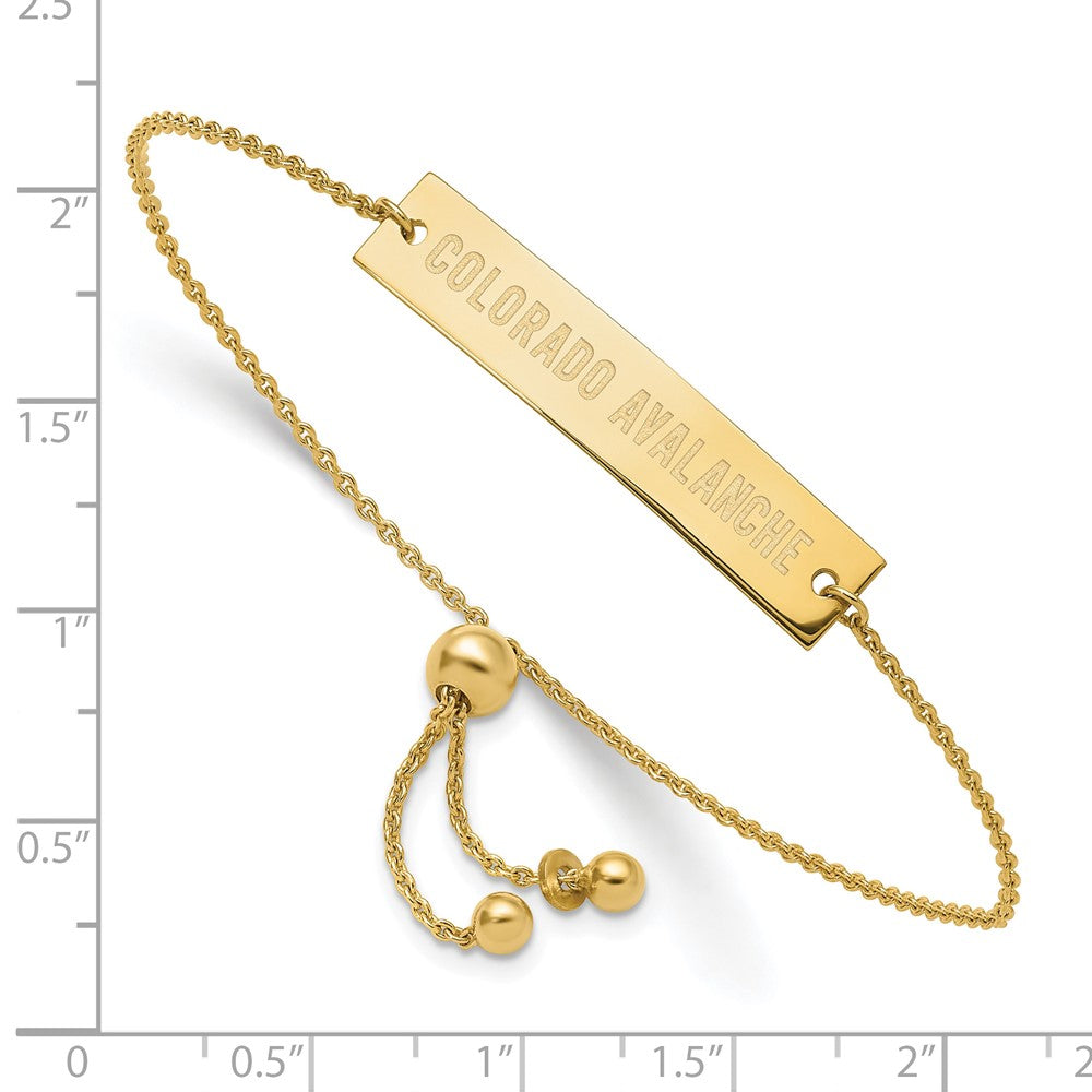 Sterling Silver Gold-plated NHL LogoArt Colorado Avalanche Small Bar Adjustable 9 inch Bracelet