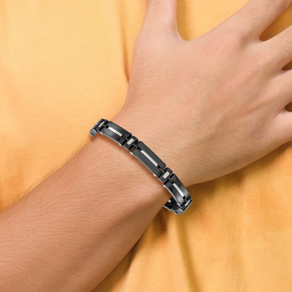 Chisel Stainless Steel Polished Black IP-plated 8.75 inch Link Bracelet