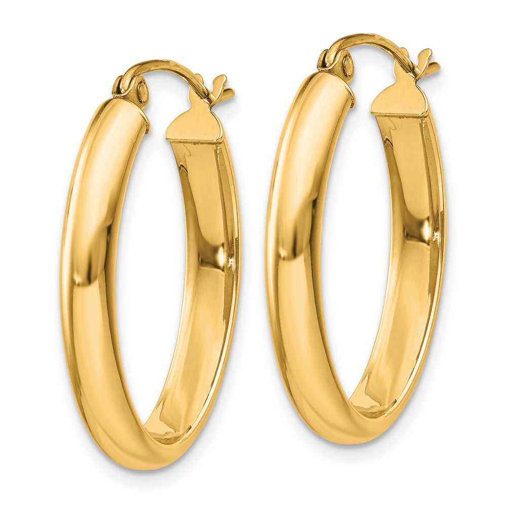 10k Polished 3.75mm Oval Tube Hoop Earrings