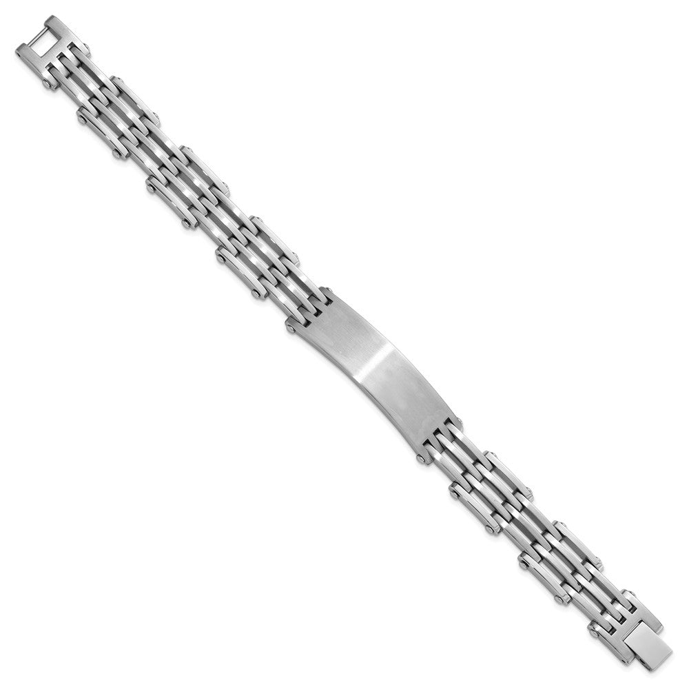 Stainless Steel Men's Polished & Satin Link ID Bracelet