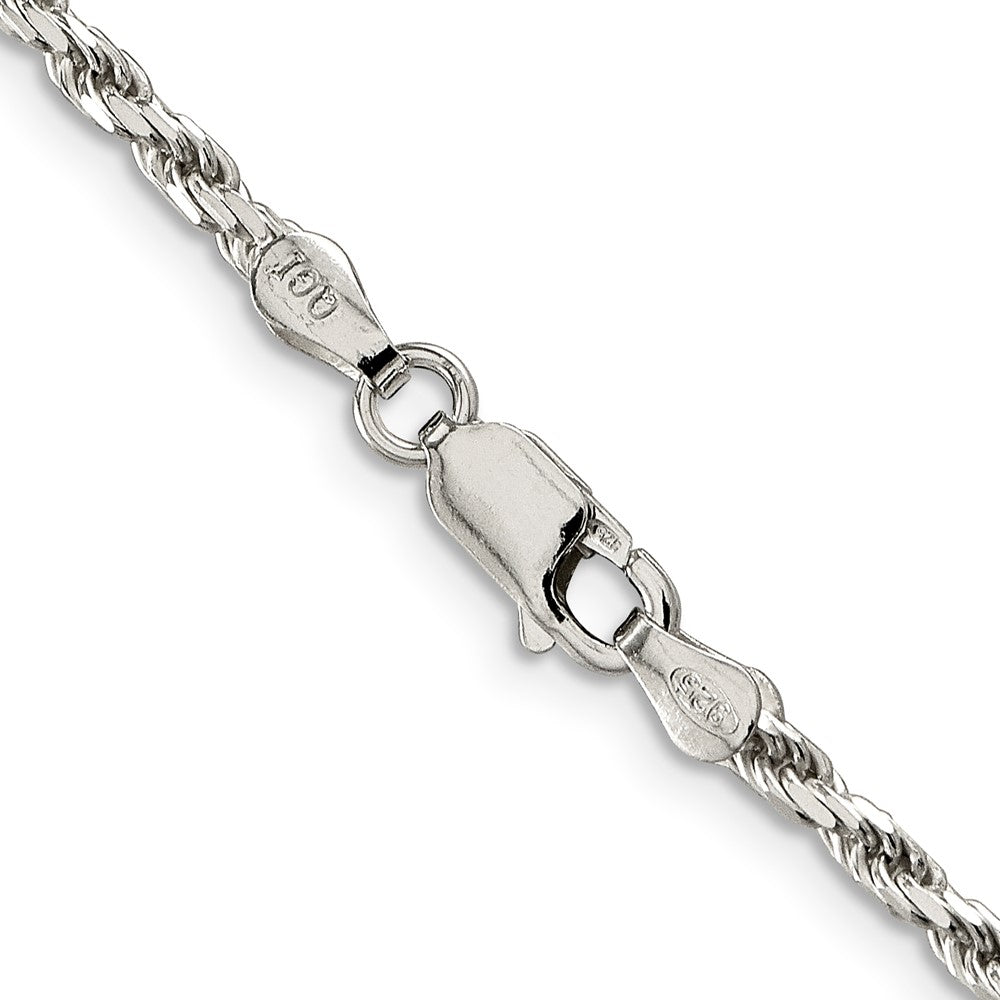 Sterling Silver 2.5mm Diamond-cut Rope Chain 16 Inches