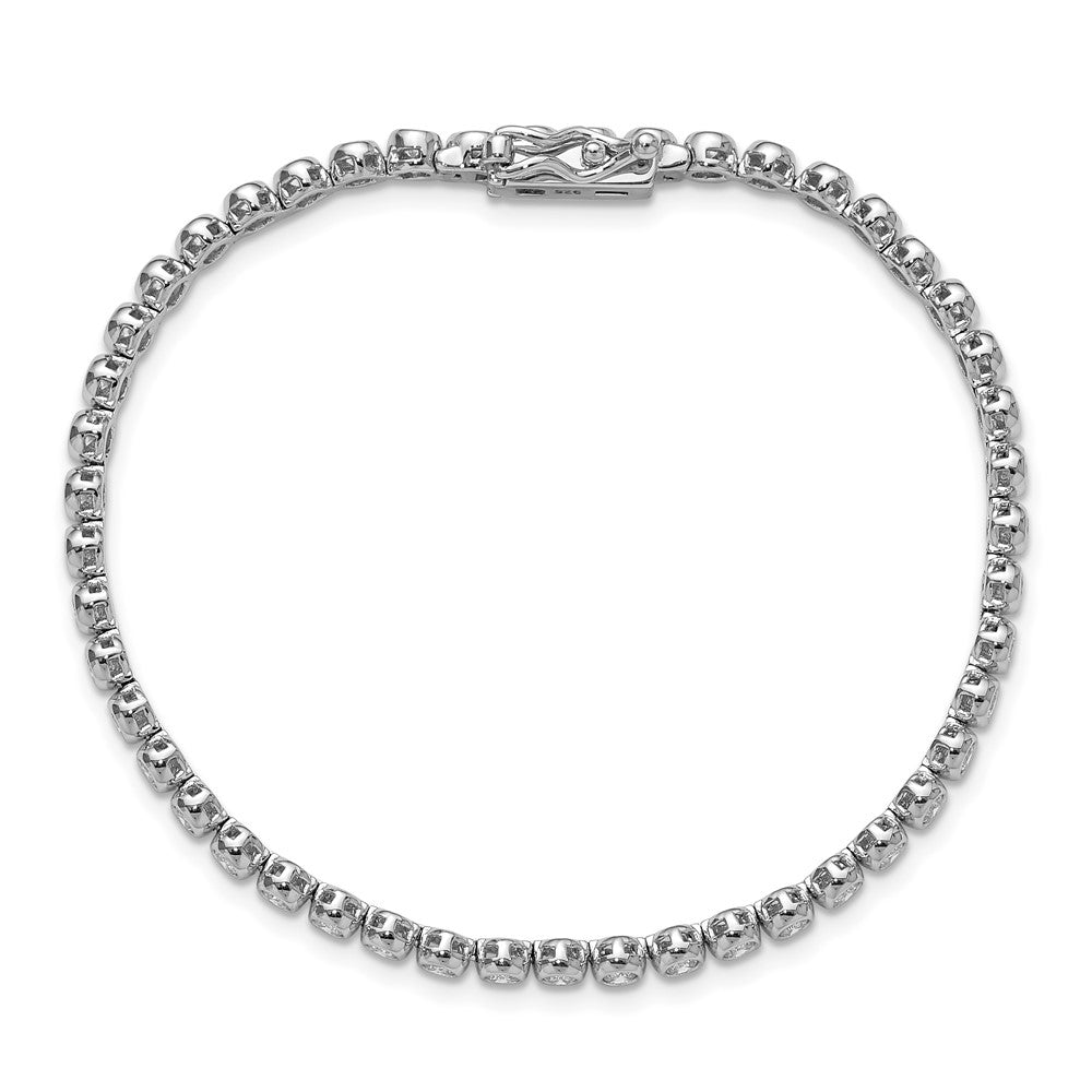 Sterling Shimmer Sterling Silver Rhodium-plated Bezel Set 2.3mm CZ 48 Stone 7 inch Bracelet 7 inches