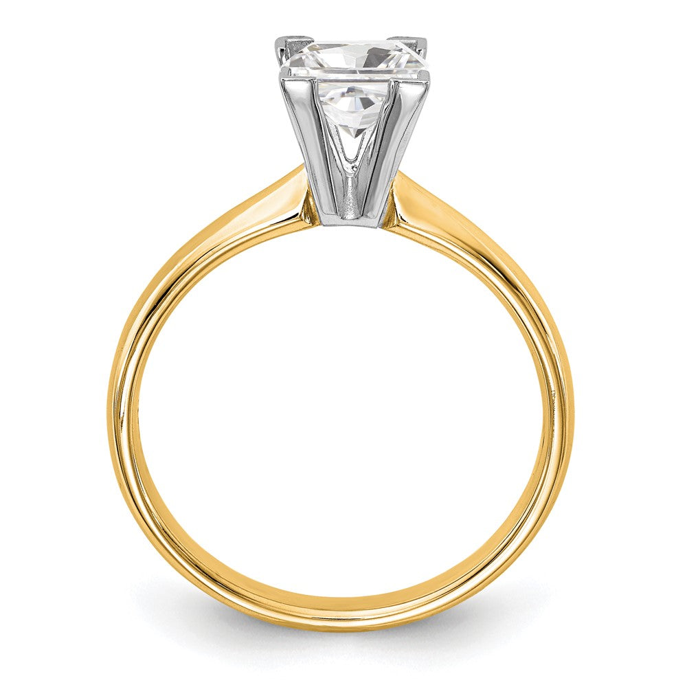 14k Two-Tone 5.5mm Medium-Weight Comfort-Fit V-End Princess Solitaire Ring Mounting