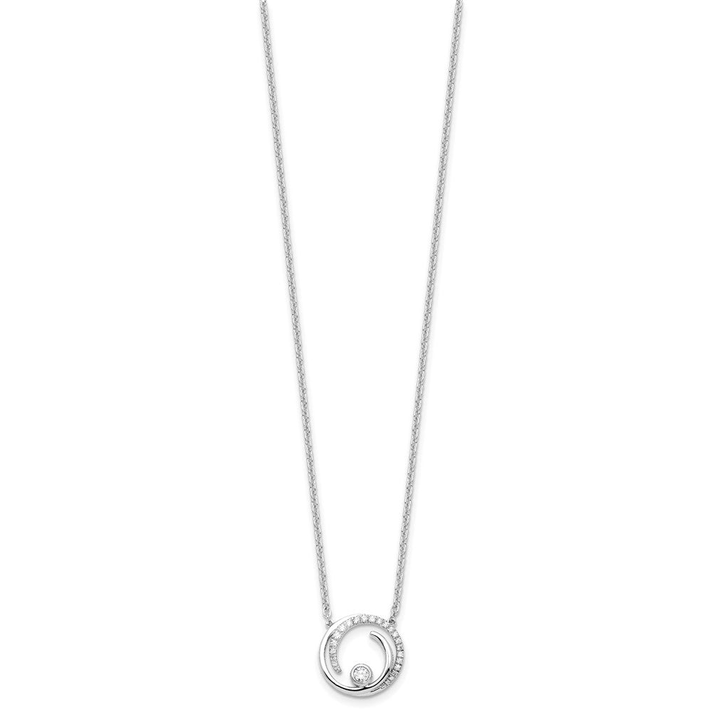 14k White Gold 1/5 carat Lab Grown Diamond VS/SI+ G+ 18 inch Fancy Swirl Circle Design Necklace